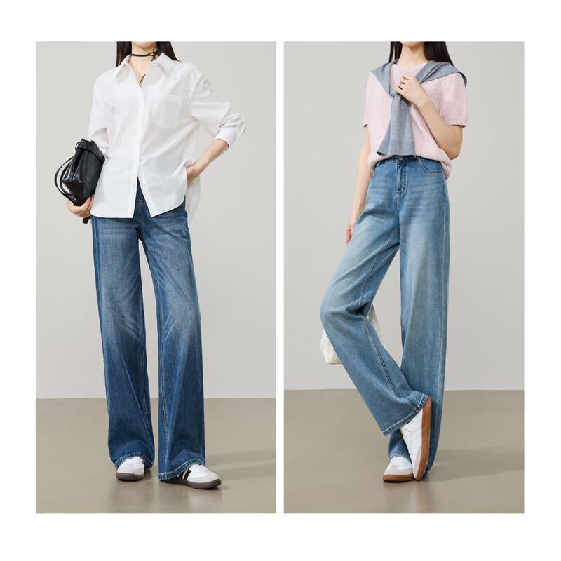 ESE-Y Women's Four-Way Stretch Lyocell Cotton Straight-Leg Jeans