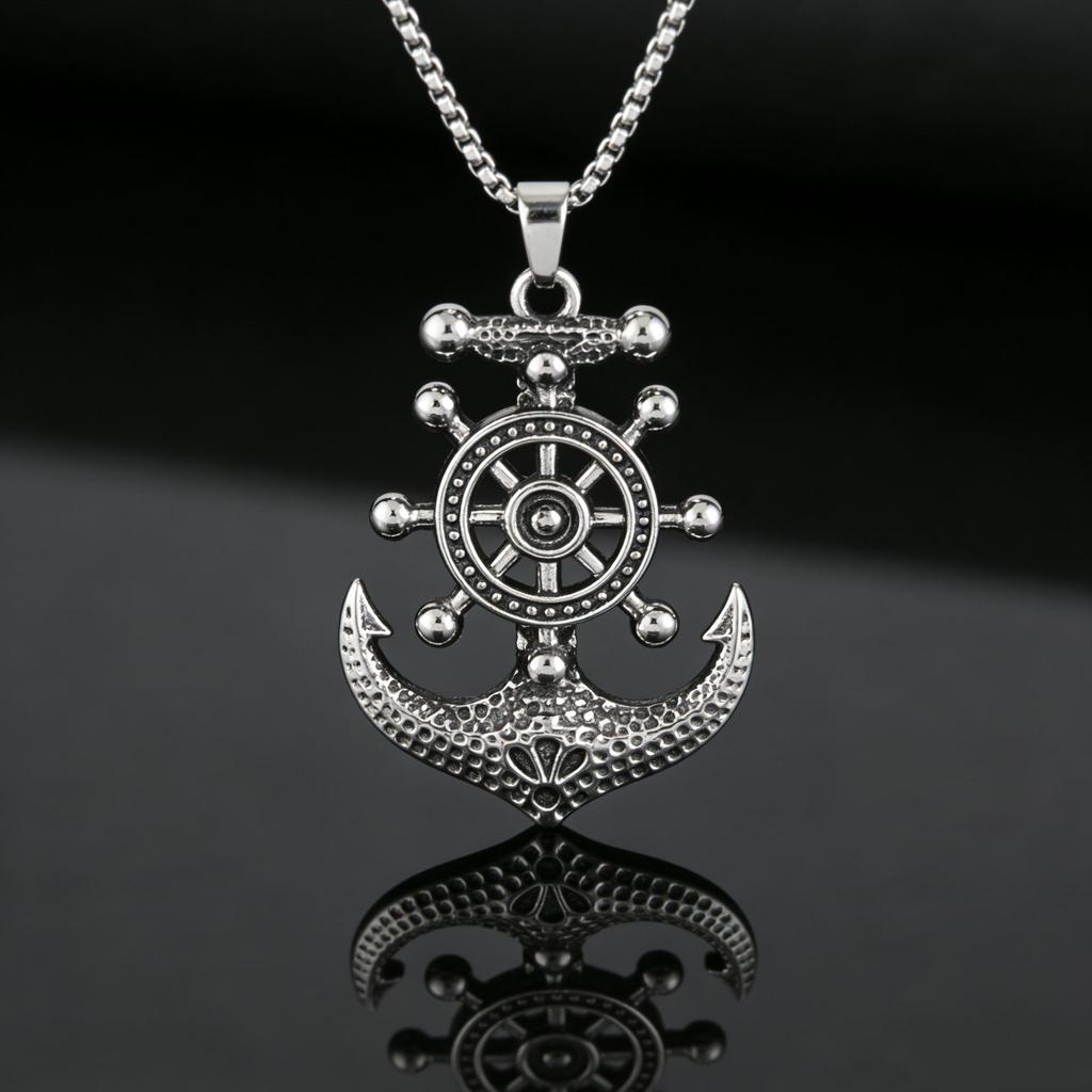 Trendy Hip Hop Street Dance Necklace with Anchor & Wheel Pendants