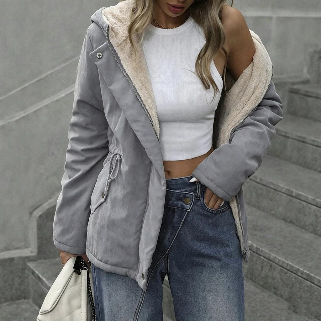 Chaqueta acolchada casual con capucha para mujer - Abrigo de invierno de corte holgado