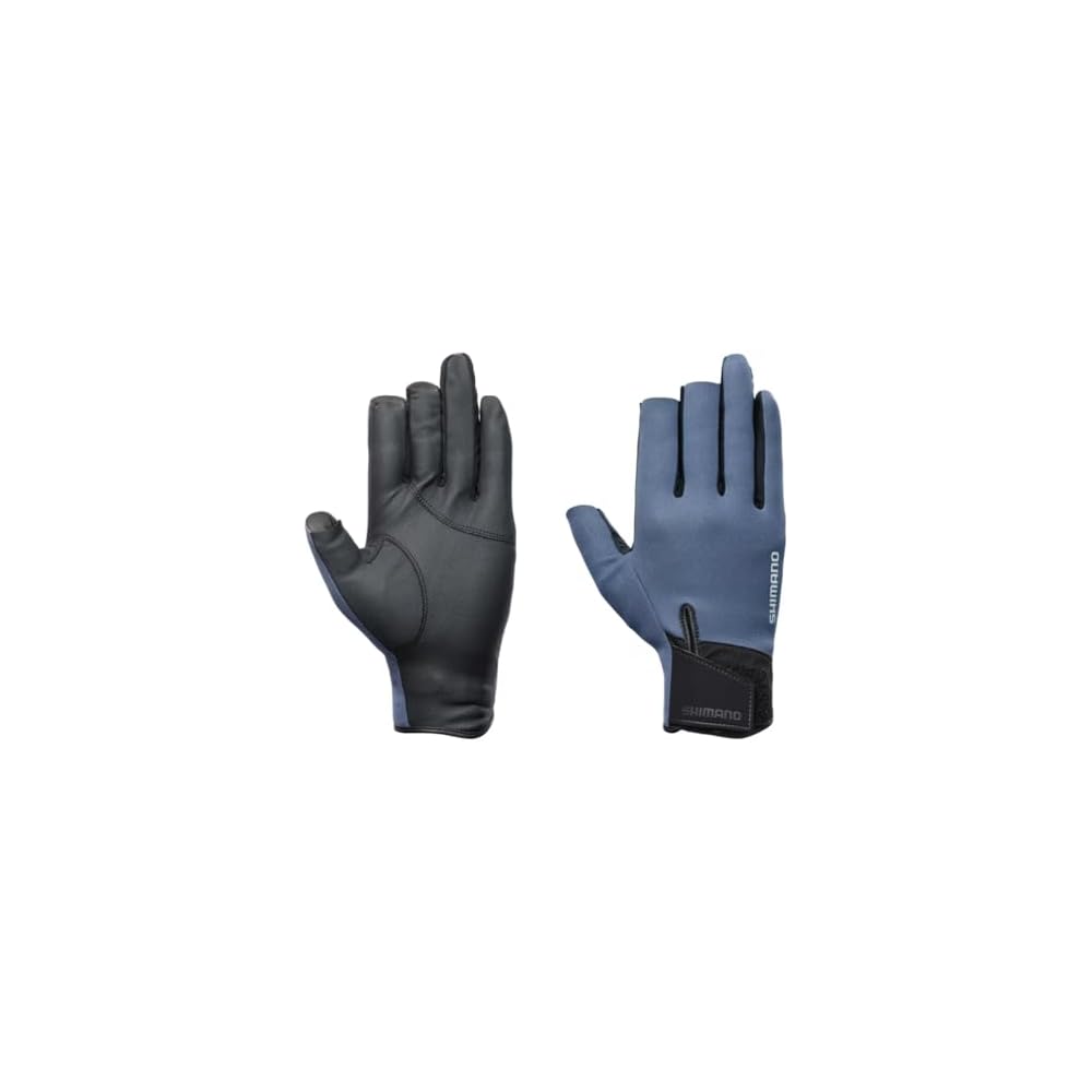 Shimano Titanium Alpha Semi-Long Gloves 3-Finger Cut Blue Gray XL