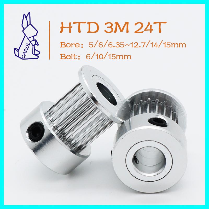 24Teeth HTD 3M Timing Pulley Bore 5/6/7~12/14/15mm For Width 6/10/15mm Belt Gears Timing Belt Synchronizing Wheels 3M Pulley 24T 6mm