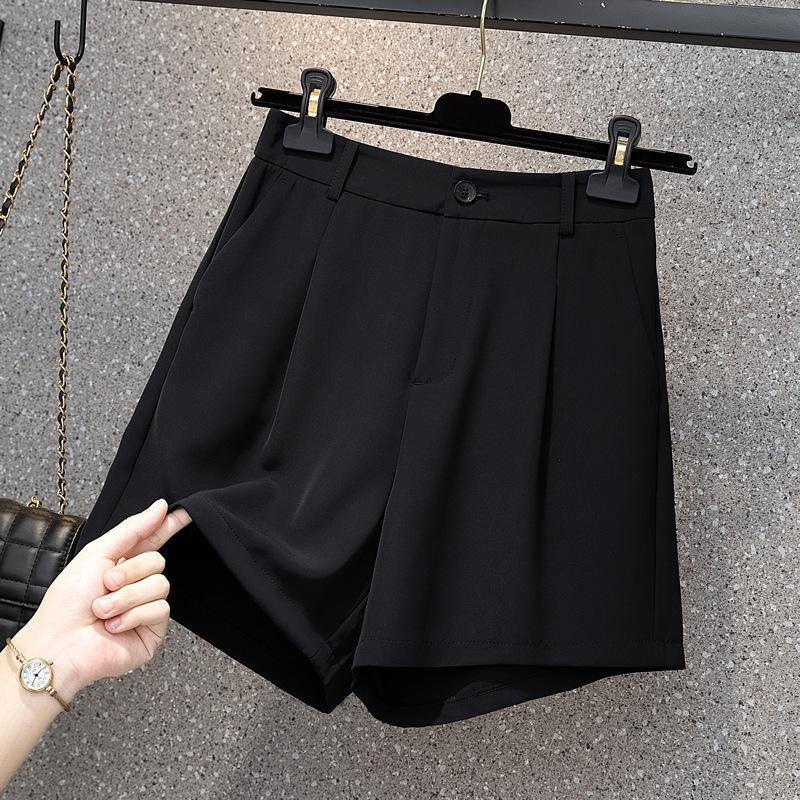 

Plus Size Women s Black Chiffon A-line Wide Leg Shorts with Elastic Waist for Summer 2026 XS: 70-85 jin чорний