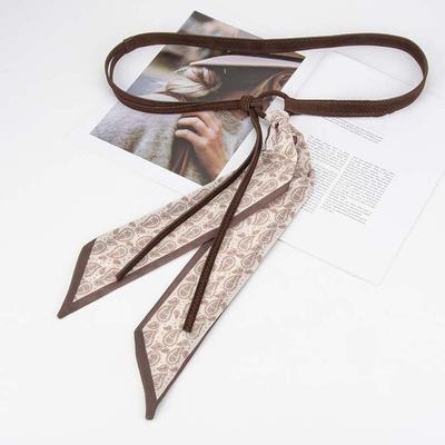 Vintage Ethnic Style Cashew Printed Belt Bohemian Style PU Retro Jacquard Waistband Cloth Soft Silk Tie Design Belt Suit