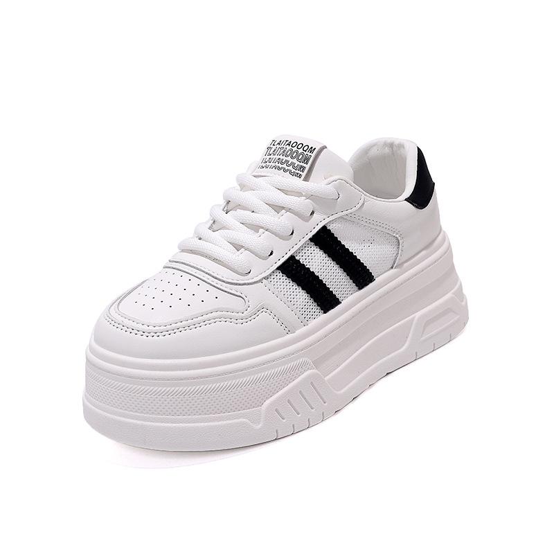 Size 34 little white shoes women's shoes 2025 summer thick-soled versatile small man shows height casual shoes popular