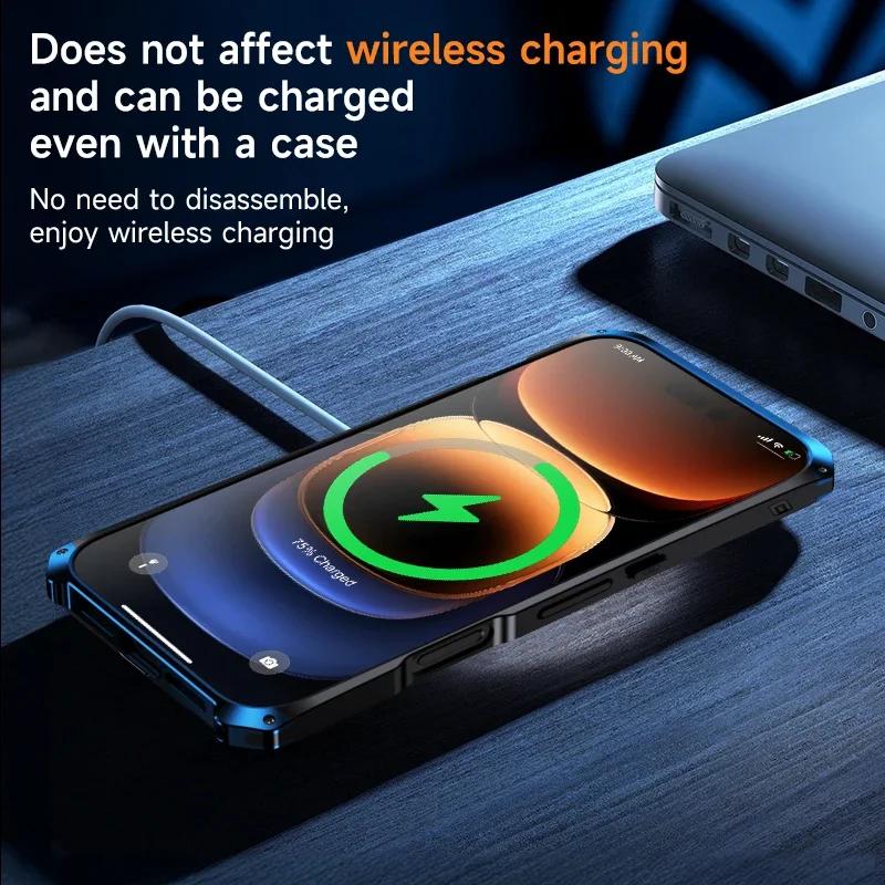 Aluminum Alloy Metal Frame Shockproof Phone Case For iPhone 13 14 15 16 Pro Max Soft TPU Edge Strip Hard Plastic Back Cover