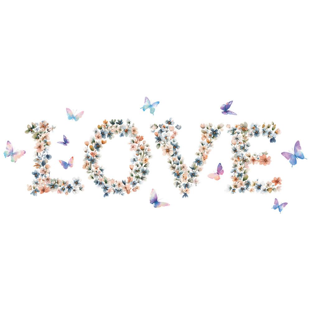 Flower Butterfly LOVE Bedroom Living Room Study Background Landscaping Wall Sticker
