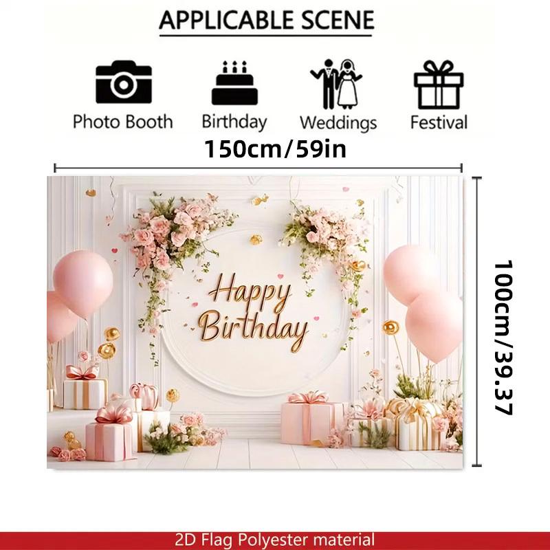 1pc, 2Dflat, Minimalist Luxury Style Birthday Banner, Perfect for Photography Backdrops and Home Décor, Enhancing Happiness. Wsj