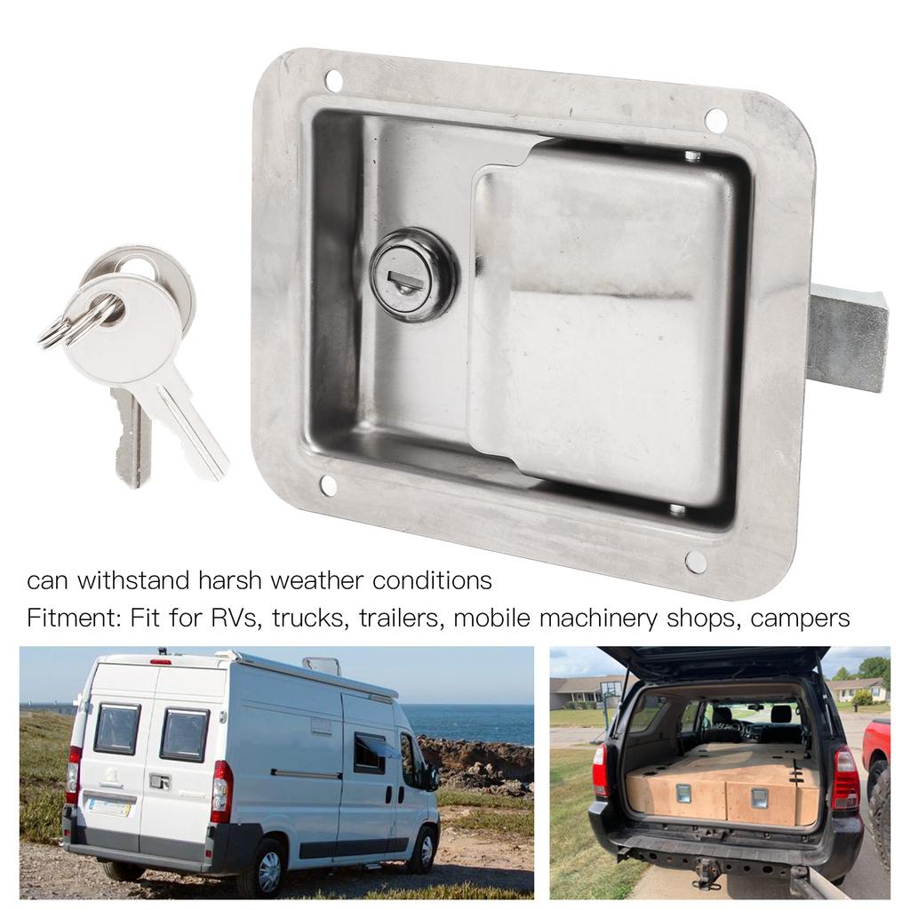 Stainless Steel Toolbox Lock RV Handle Latch Paddle Lock with 2 Keys for Trailer Truck Camper Industrial heavy duty panel lock