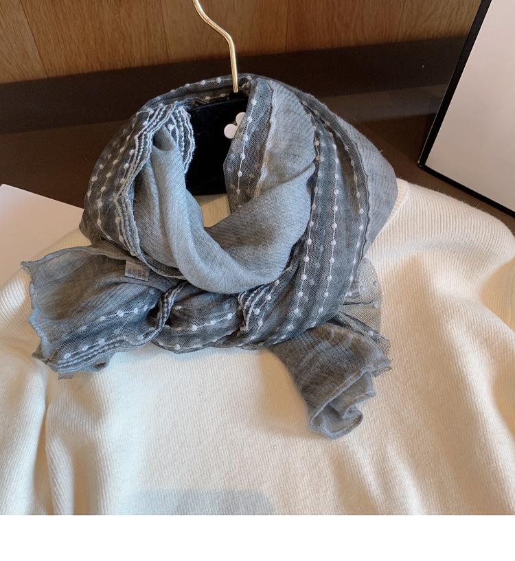 Lace Cotton and Linen Scarf for Women 140x40cm Summer Neck Protection Shawl Travel Scarf