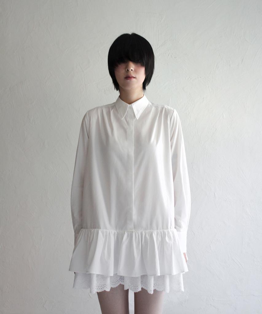 Rubati Ruffle Shirt Mini Dress_White