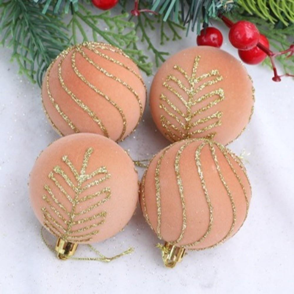 6cm Christmas Balls Set Flocking Xmas Tree Pendants Christmas Spheres Pendant  Party Favors