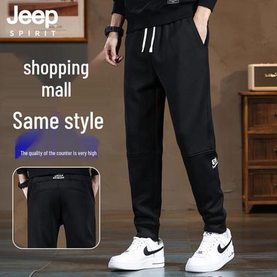 JEEP SPIRIT Men's Embroidered Retro Jogger Pants