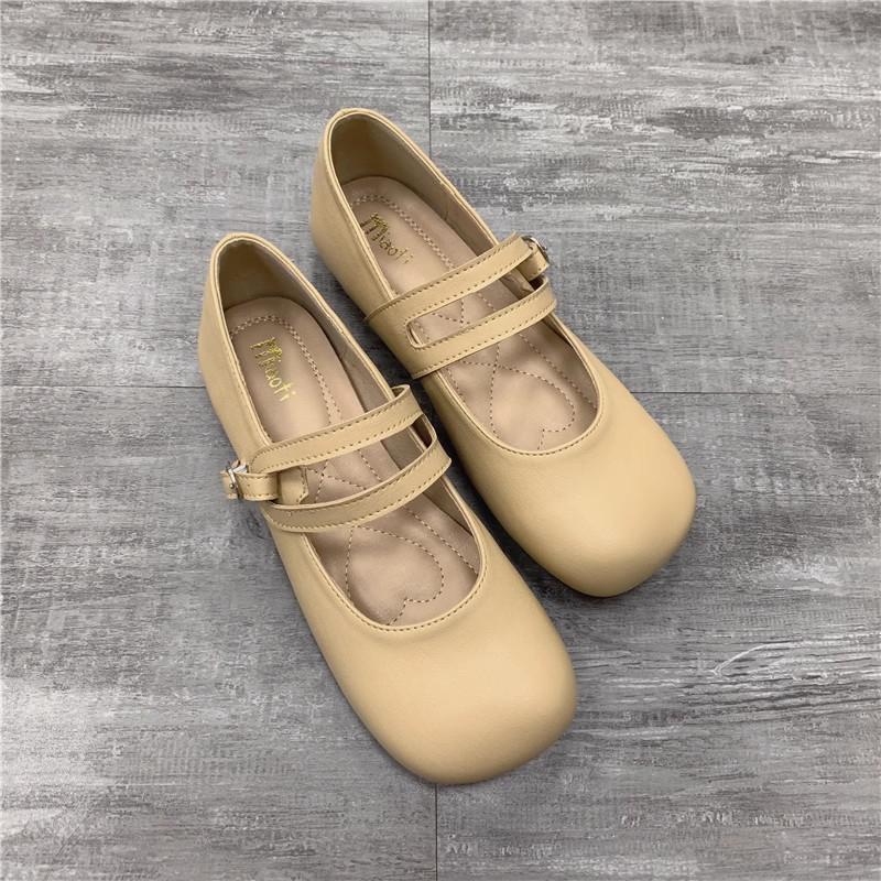 Fashion 2025 Flat Shoes Women's Spring Autumn New Vintage Mary Jane Shoes Women's Shallow Square Toe Large Size Women's Shoes 41-43