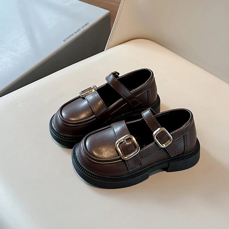 Britain Style Children s Leather Shoes for Girls Spring New Arrival Girl Retro Black Brown Shoes Soft Princess Kids Shoes I01042 23 коричневый