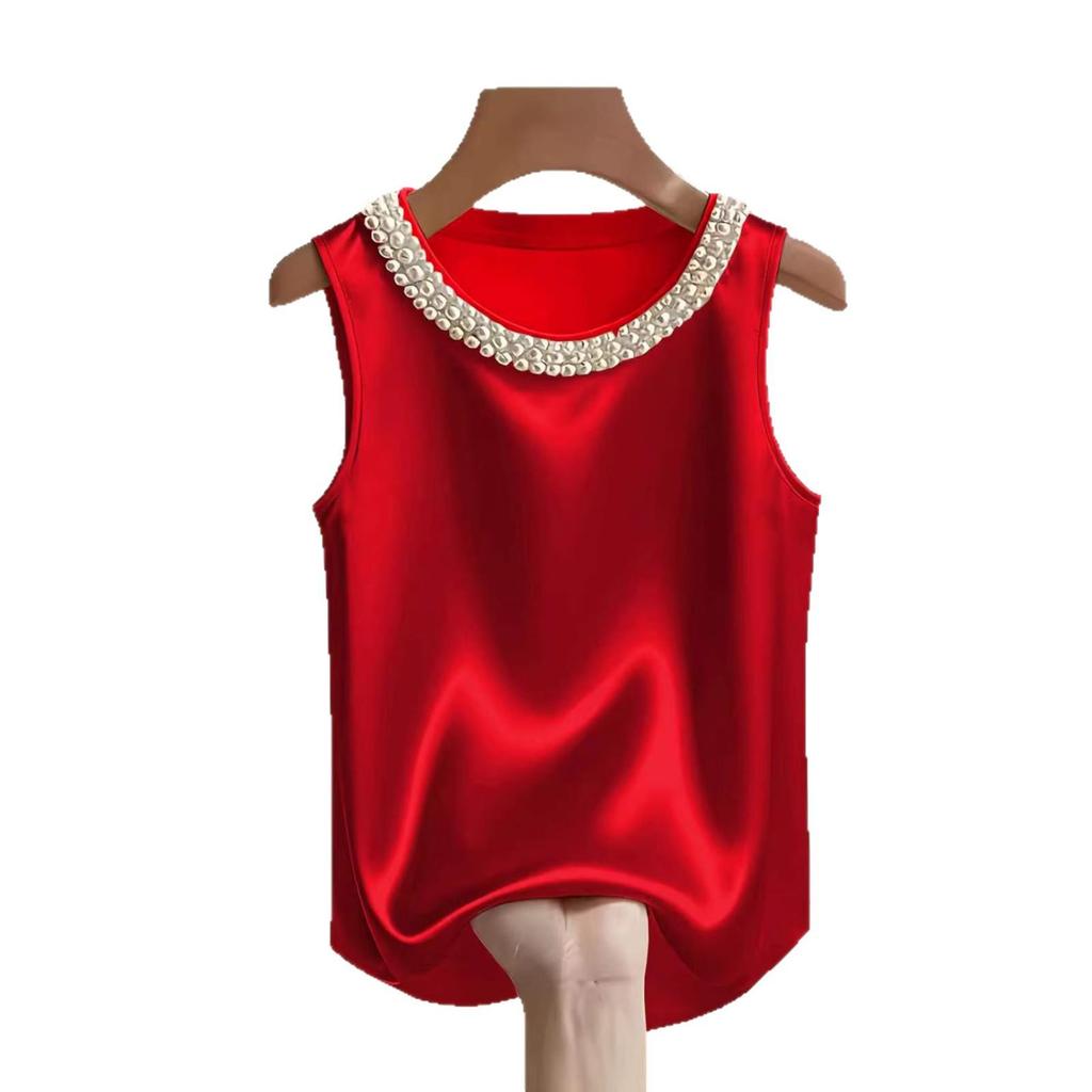 Gilet Girocollo Tondo in Raso Perla Francese Primavera-Estate 2026