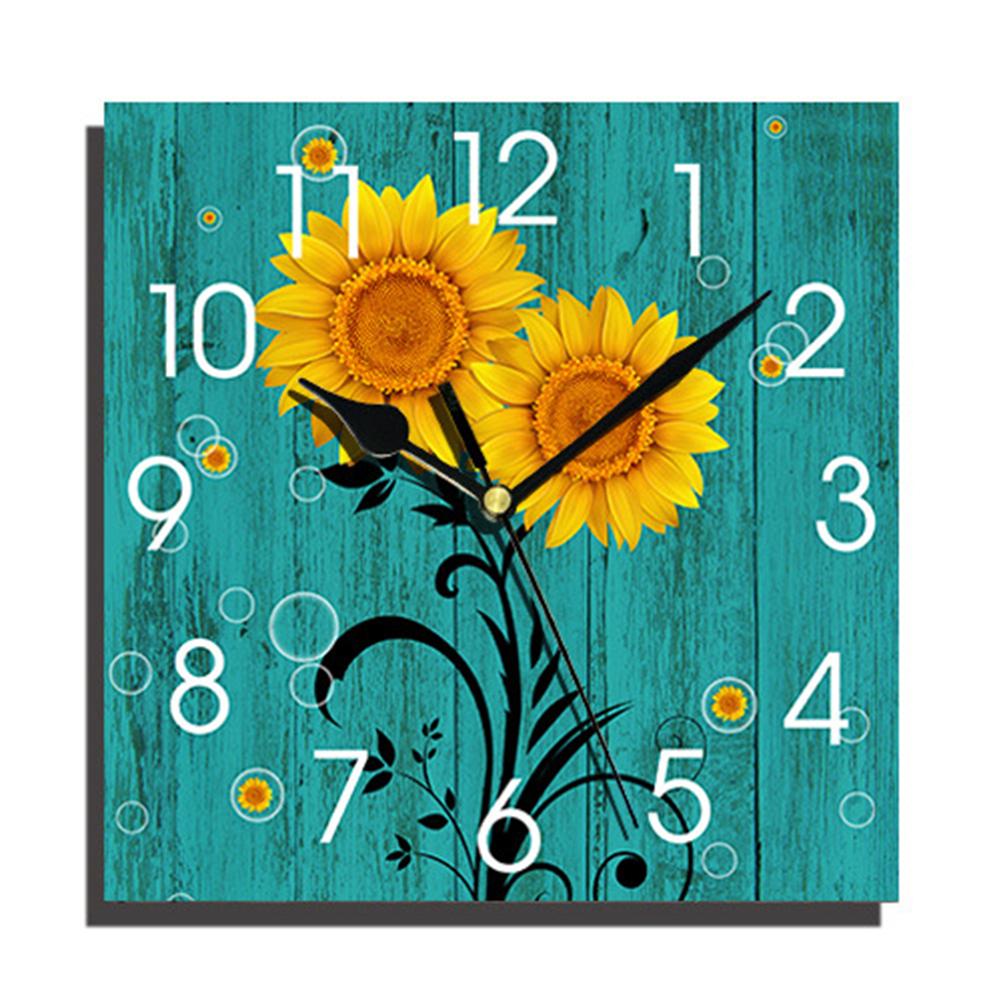 Wooden Square Wall Clocks Silent Non ticking Battery Powered For Home Kitchen Living Room Office Decor