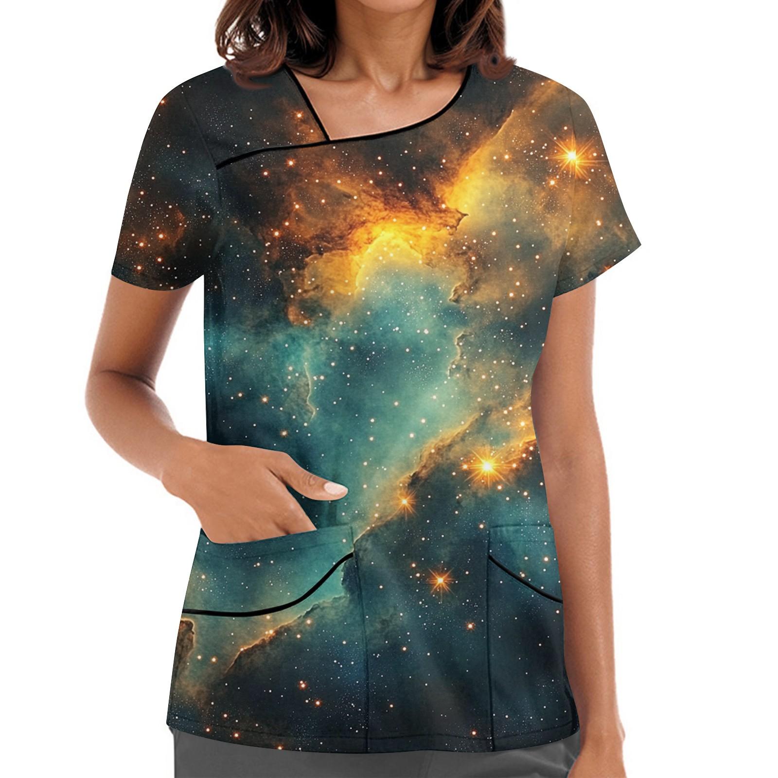 

Женская рабочая одежда с принтом, покатый воротник и двухслойные карманы, базовый верхний пуловер XXXXXL