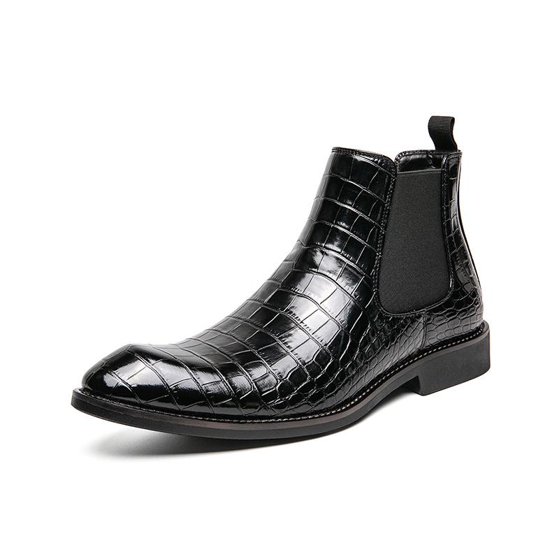 Men s High-Top Chelsea Cowboy Boots - Trendy European & American Style, Large Size, Leather 38 чёрный
