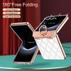 For Samsung Galaxy Z Flip 7 Electroplated Leather Textured Glitter Diamond with Ring Hanging Anti-Fingerprint Phone Case