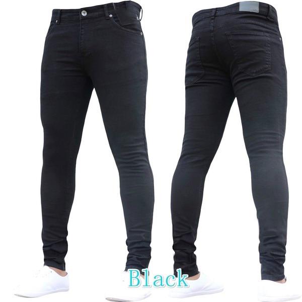 Fashion New Men's Denim Trousers Solid Color Plus Size S3L Loose Jeans