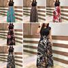 Women Short Sleeve Floral Printed Patchwork Prom Cocktail Large Swing Maxi Dress