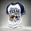 Men's Casual Neck Short Sleeve T-Shirt with Rugby Print, Lightweight Breathable for Everyday Wear