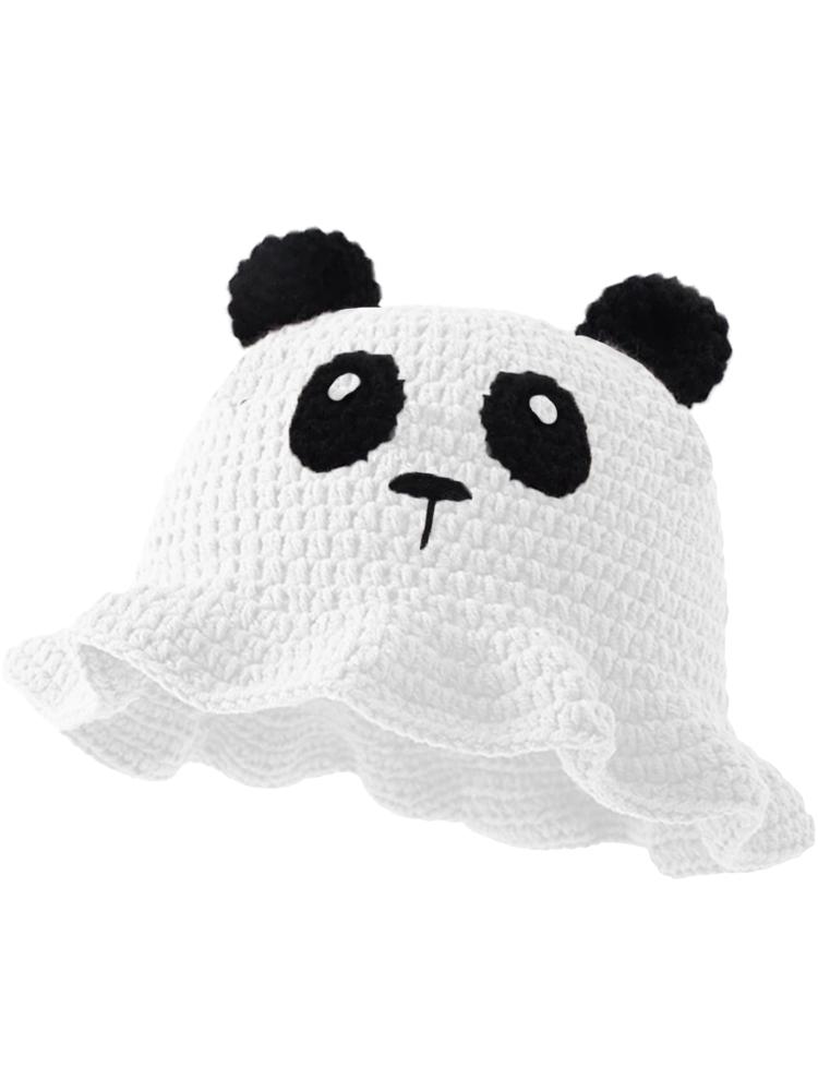 Neutrální ručně háčkovaná pletená čepice s roztomilýma ušima v hip rybářském stylu na párty s volánky hip-hop cosplay