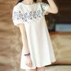 Women Summer Fashion Flower Vintage Pattern Short Sleeve Loose Dress
