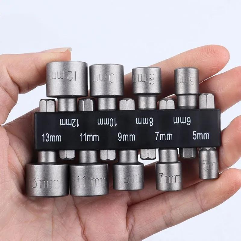 9/14pcs Set Hexagon Nut Driver Drill Bit Socket Screwdriver Wrench Drill Bit Adapter Electric Screwdriver Handle Insert Tool