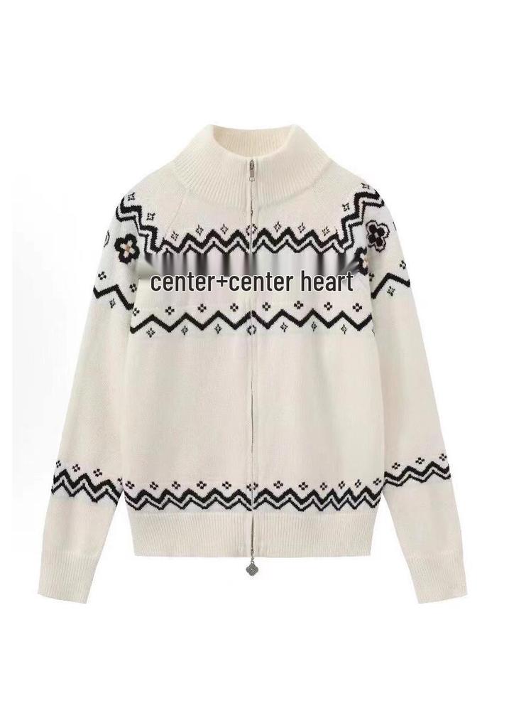 Unisex High-End Fair Isle Ethnic Style Loose Cardigan Sweater for Autumn and Winter