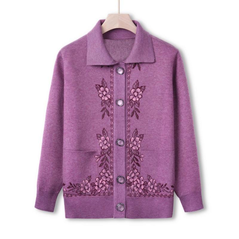 

Пожилой среднего возраста вязаный свитер осенний кардиган женский возраст 0 наряд матери осенняя свитер-куртка бабушка осенне-зимний топ 4XL (recommended 150-82.5 kg) светло-фиолетовый