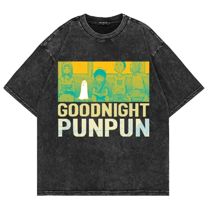 T-shirt Graphique GOODNIGHT PUNPUN pour Hommes Femmes Vêtements T-shirt Été Manches Courtes Hauts T-shirt en Coton Lavé Surdimensionné