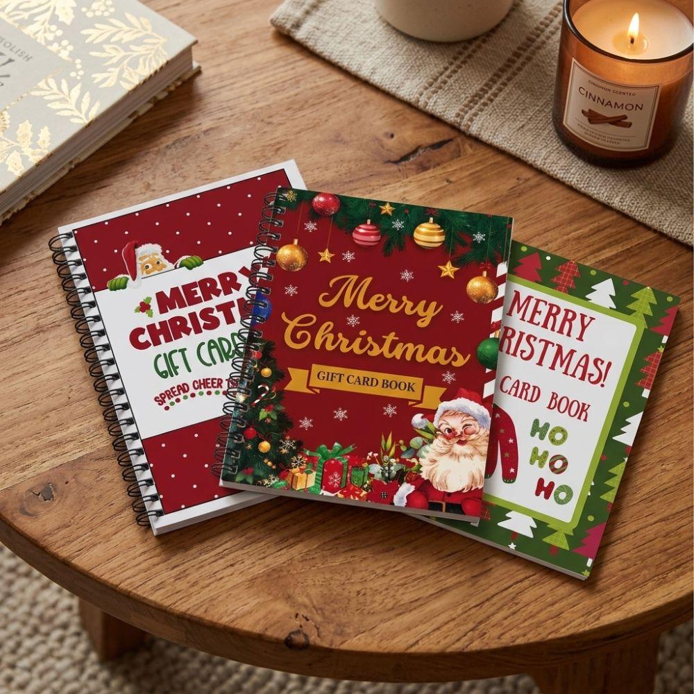 Libro de Tarjetas de Regalo de Navidad con Espiral Cuaderno de Regalo de Navidad DIY Celebración en Casa