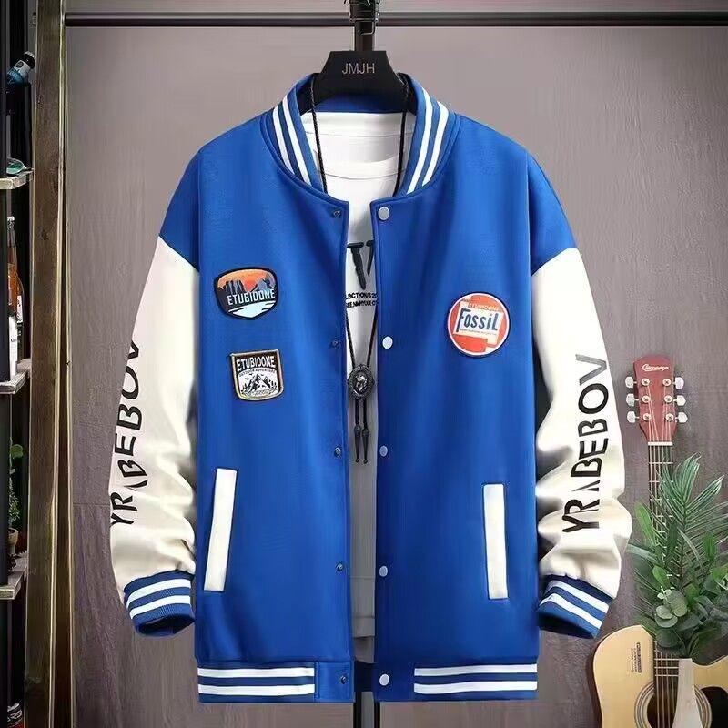 Men's Trendy Baseball Jacket - Spring & Fall, Youth Loose Fit, No Hood