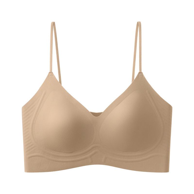 Traceless steel ring, autumn and winter thin shoulder strap, liquid foundation underwear, women's rabbit ear cup, big chest, small breast, invisible