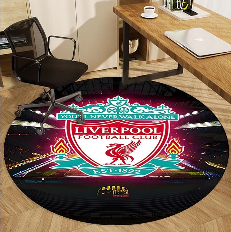 Liverpool F.C Pattern Round Rug, Indoor/Outdoor Mat, for Picnic, Gameroom, Bedroom, Office, Living Room, Home Decor Carpet, Birthday Gift