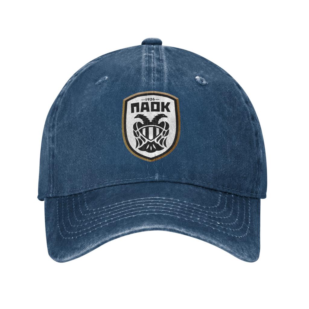 PAOK Griechische Fußball-Sportfans aus Thessaloniki Jeansstoff Kappe Lässige Baseballkappen Verstellbarer Hut Unisex Baseballkappen