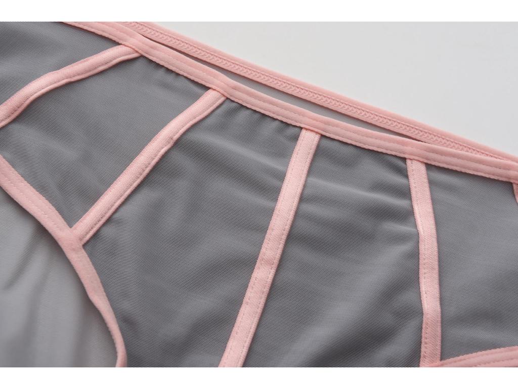French Color Block Low-Waist Mesh Hip-Hugging Briefs for Women