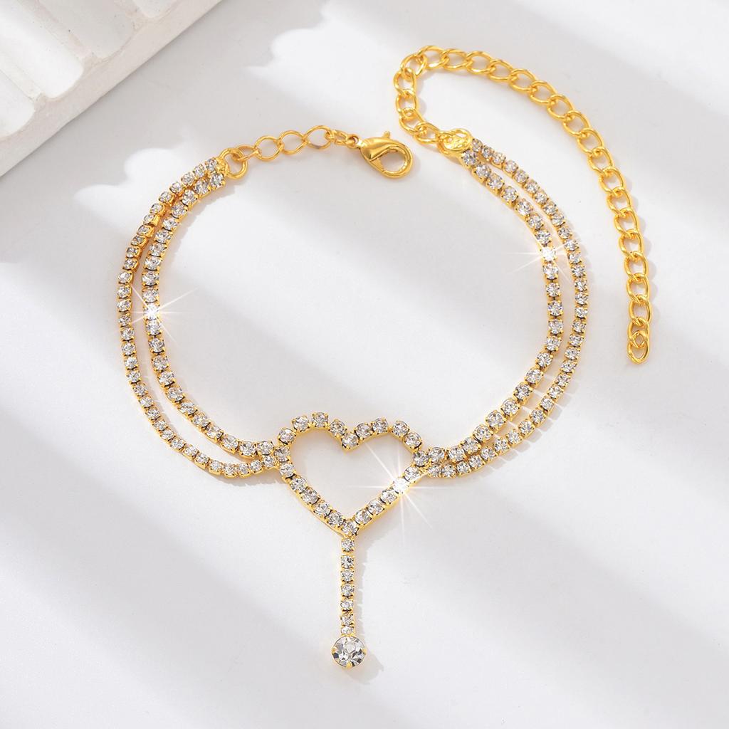 1PC Women's Fashion Trendy Heart shaped Foot Chain Zircon Accessories Suitable for Date, Party, Festival Gifts-6025
