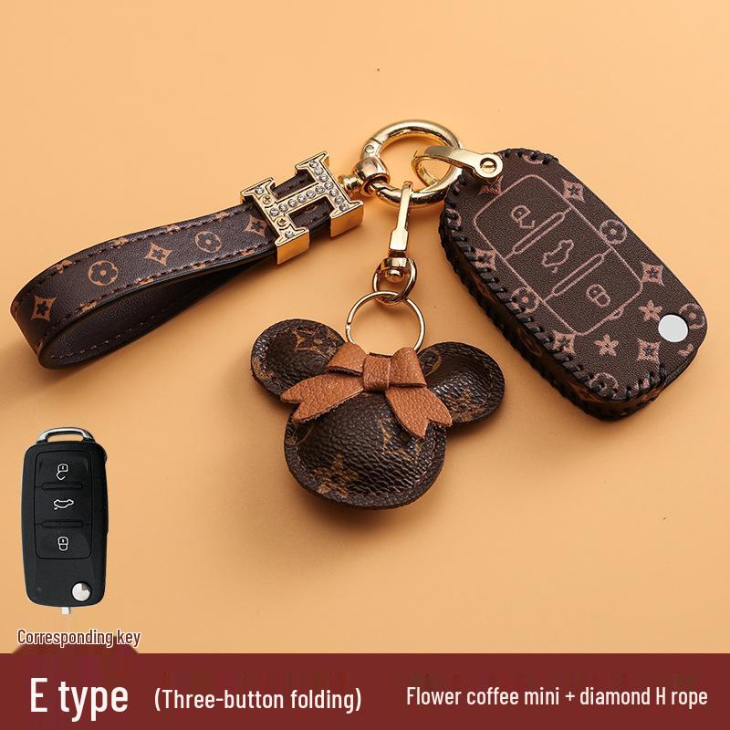 Volkswagen Car Key Cover for Sagitar, Bora, Lavida, T-Roc, Tiguan L, Golf 8, Tayron, POLO with Women's Bag Buckle