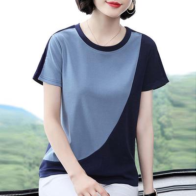 BLOUSE Women's Short Sleeved Plus Size Middle-aged Fashionable T-shirt Top
