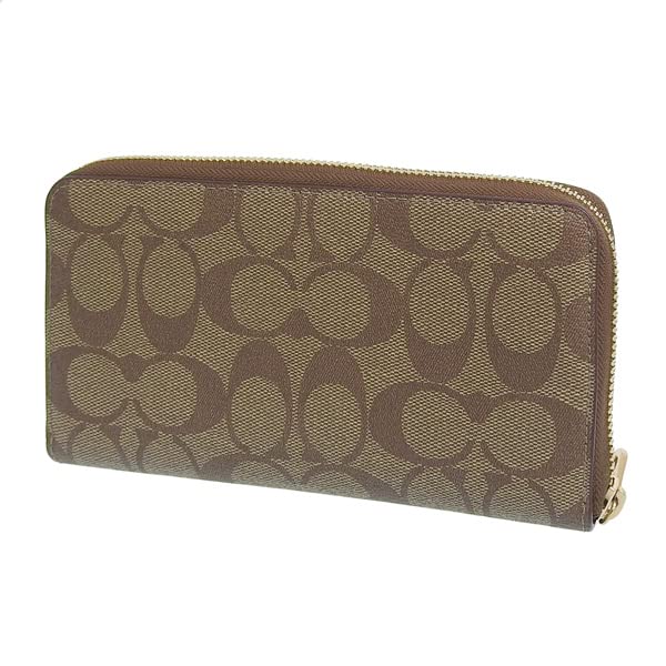 Wallet Long Wallet Outlet with Zipper Strap Leather C4452 CE705 CF218 WOOD [Coach] Women's (KHAKI×RED MULTI2/Beige) [Item]