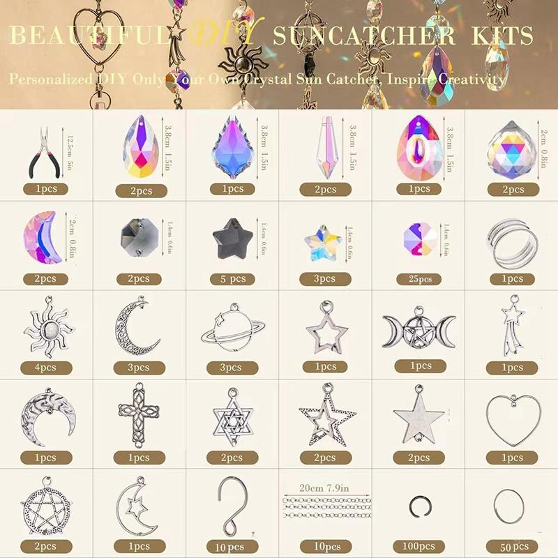 DIY zvonkohra Crystal Sun Catcher Šperky Ornamenty Příslušenství Duha Maker Hranol Koule Přívěsek Dekorace Materiál Části