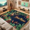Floral Garden Theme Crystal Velvet Floor Rug Personalized Custom Name Text Warm Carpet Home Decoration