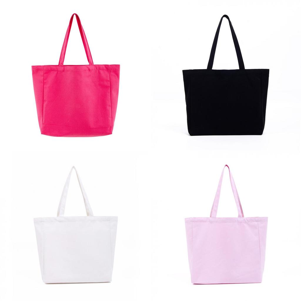 Canvas Tote Bag With Solid Color For Shopping And Gift Use