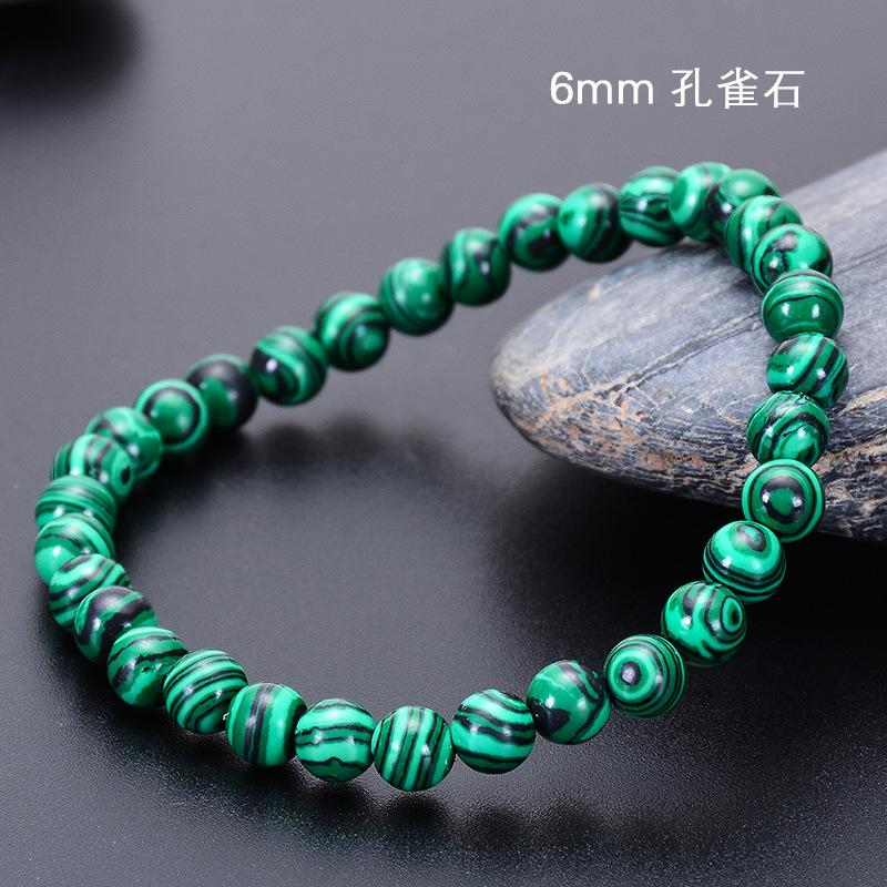 JYL TS Bracelet Elastic Beaded  Elegant Handmade Enhances Grace & Prosperity 6MM-malachite