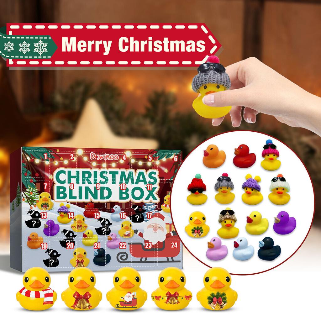 Grid 24 Christmas Rubber Duck Advent Calendar Box Surprise Ducky Bath Toy Gift