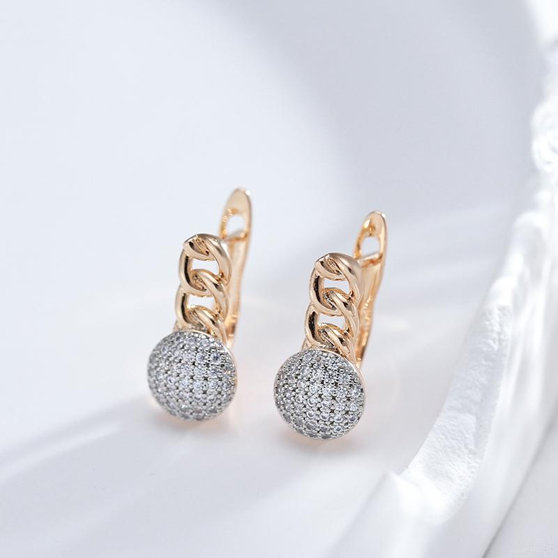 New Arrivals Micro-Wax Inlay Natural Zircon Earrings  Rose Gold Color Fashion Women Wedding Jewelry Round Earrings