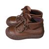 Women's Lace Up Leather Ankle Boots Round Toe Platform Flat Bottom Outdoor Wear Fashionable Casual Ankle Womens Boots Size 6