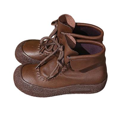Damen Schnür Leder Knöchelhohe Stiefel Runde Spitze Plateau Flacher Boden Outdoor-Kleidung Modisch Lässig Knöchel Damen Stiefel Größe 6